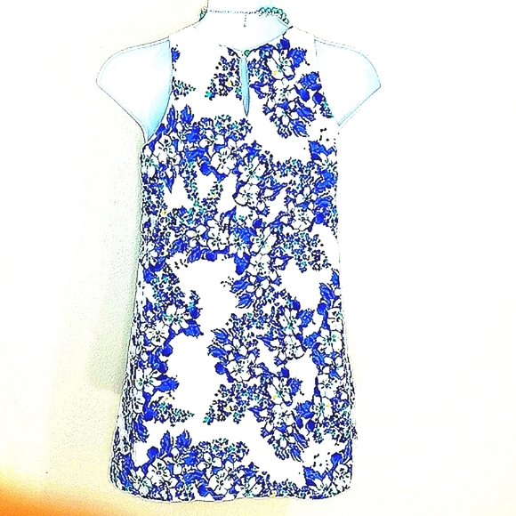 Willa Sundress swing floral print fully lined white blue yellow size M - Picture 2 of 8